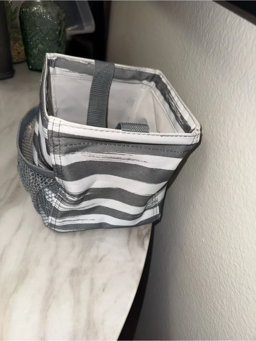 Thirty one carry all in one tote grey striped